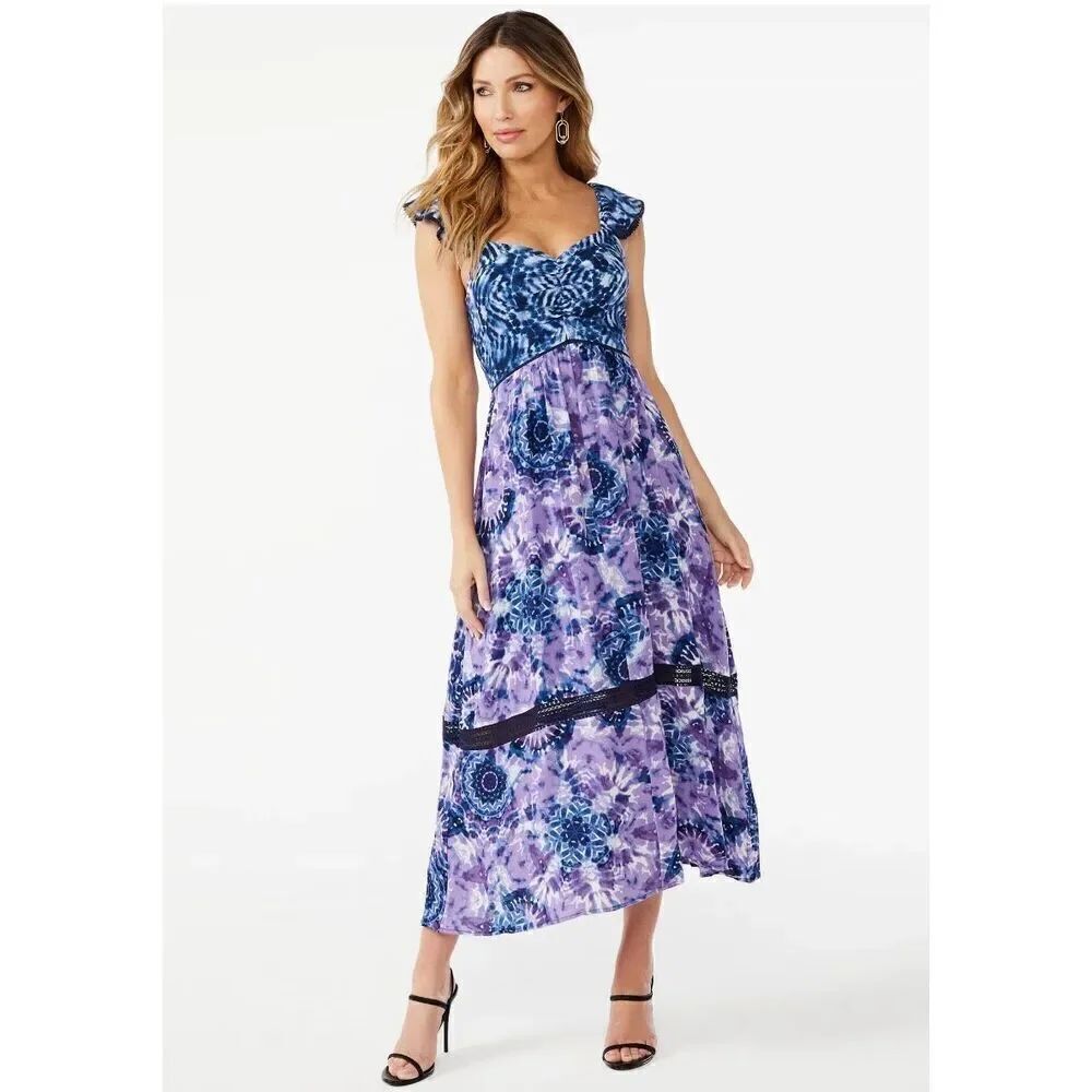 Sofia Jeans by Sofia Vergara Women's Tiered Maxi Dress with Back Tie Neck Sz XS